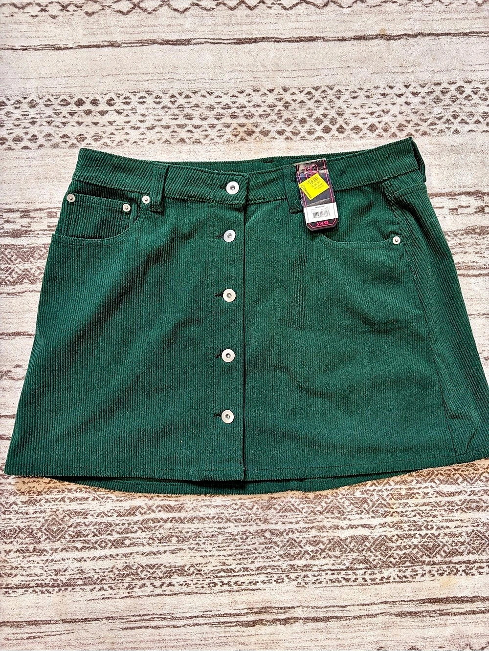 No Boundaries Corduroy Mini Skirt Green Small NWT
